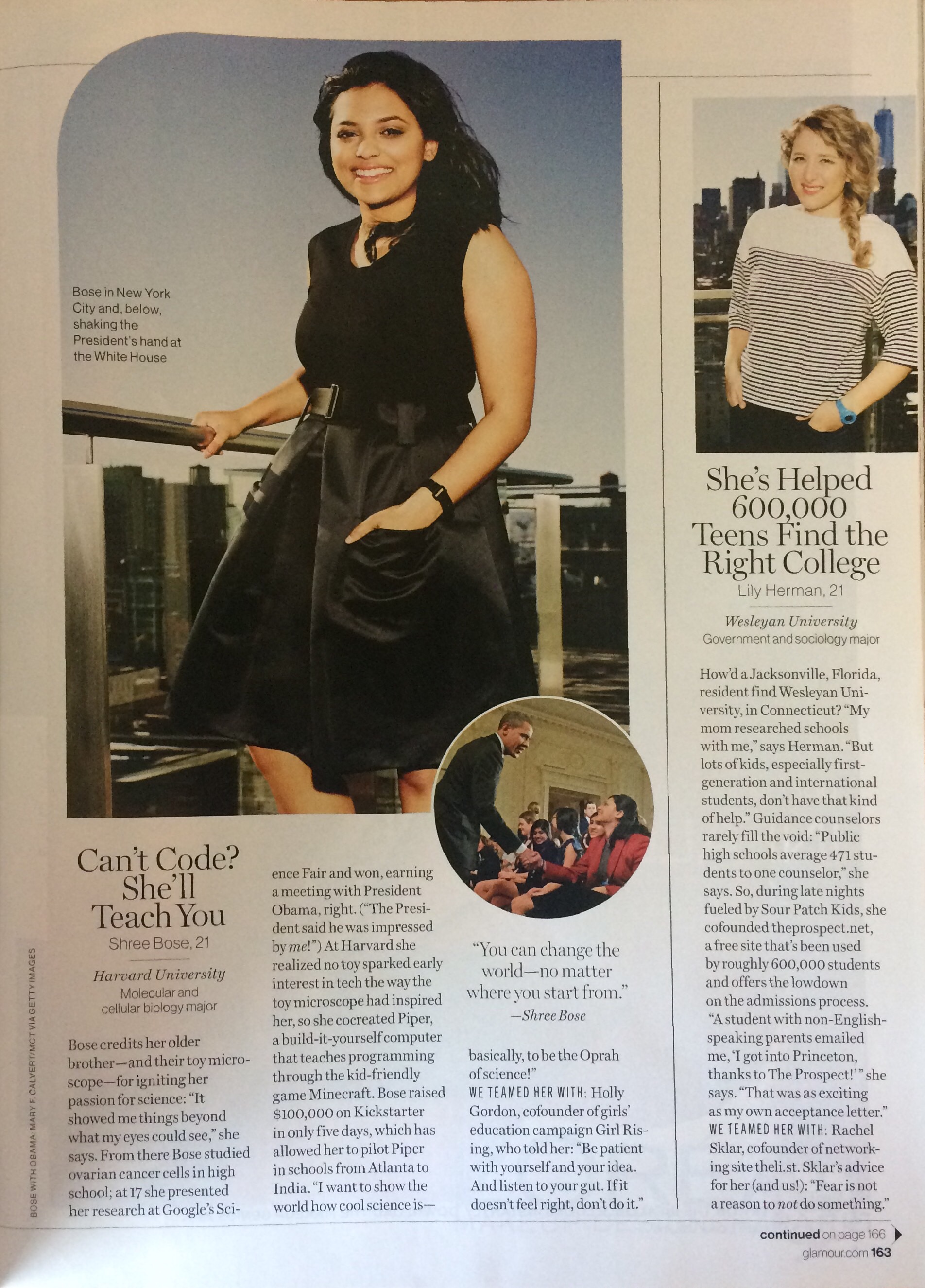 Glamour Magazine, page 165 feature
